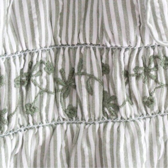 American Eagle Green Cottagecore Striped Smocked Mini Dress Large - Picture 7 of 8